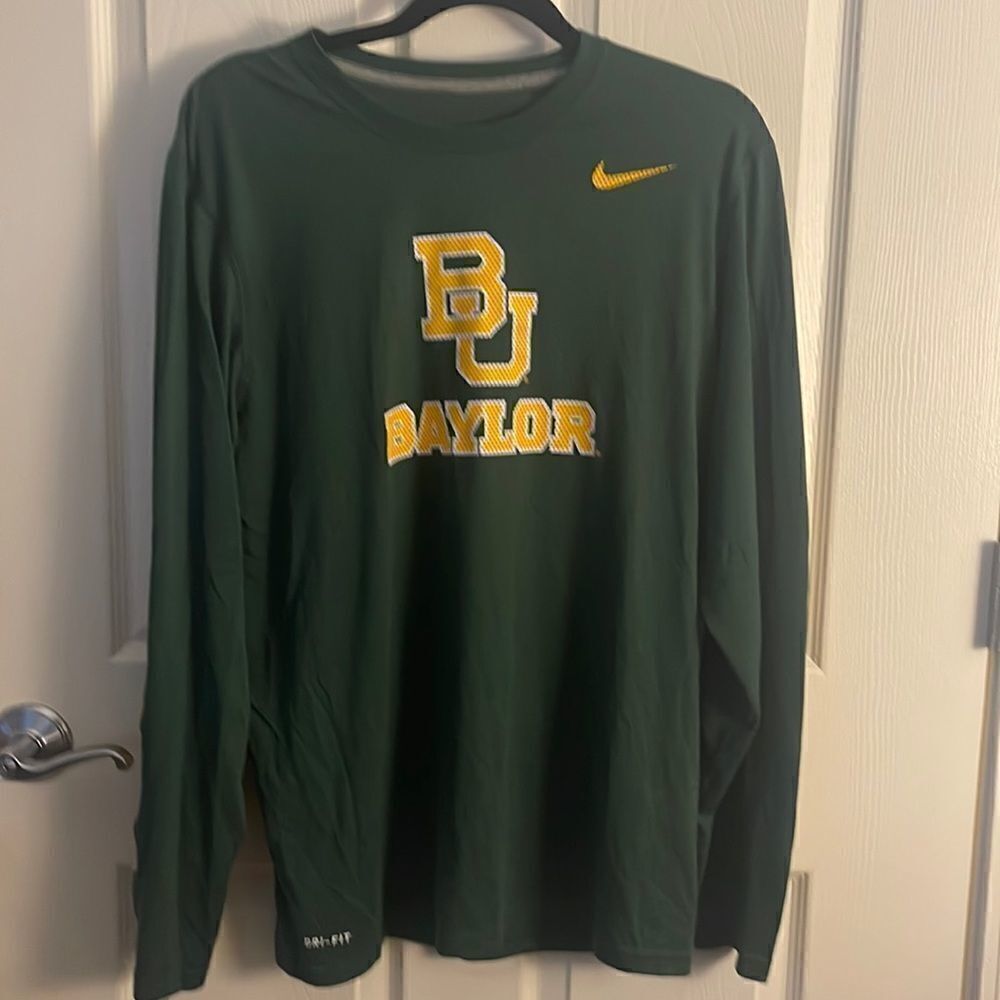 Nike dry fit long sleeve hunter green size medium Baylor University